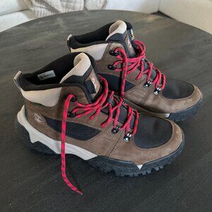 Mens Timberland Motion Scramble Mid Hiking Boots Dark Brown Nubuck